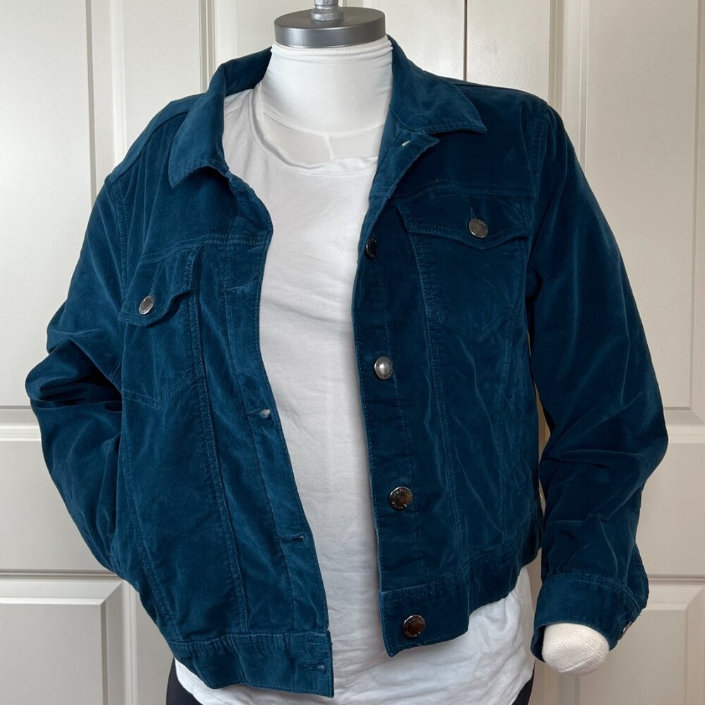 Teal blue corduroy trucker jacket size 1X